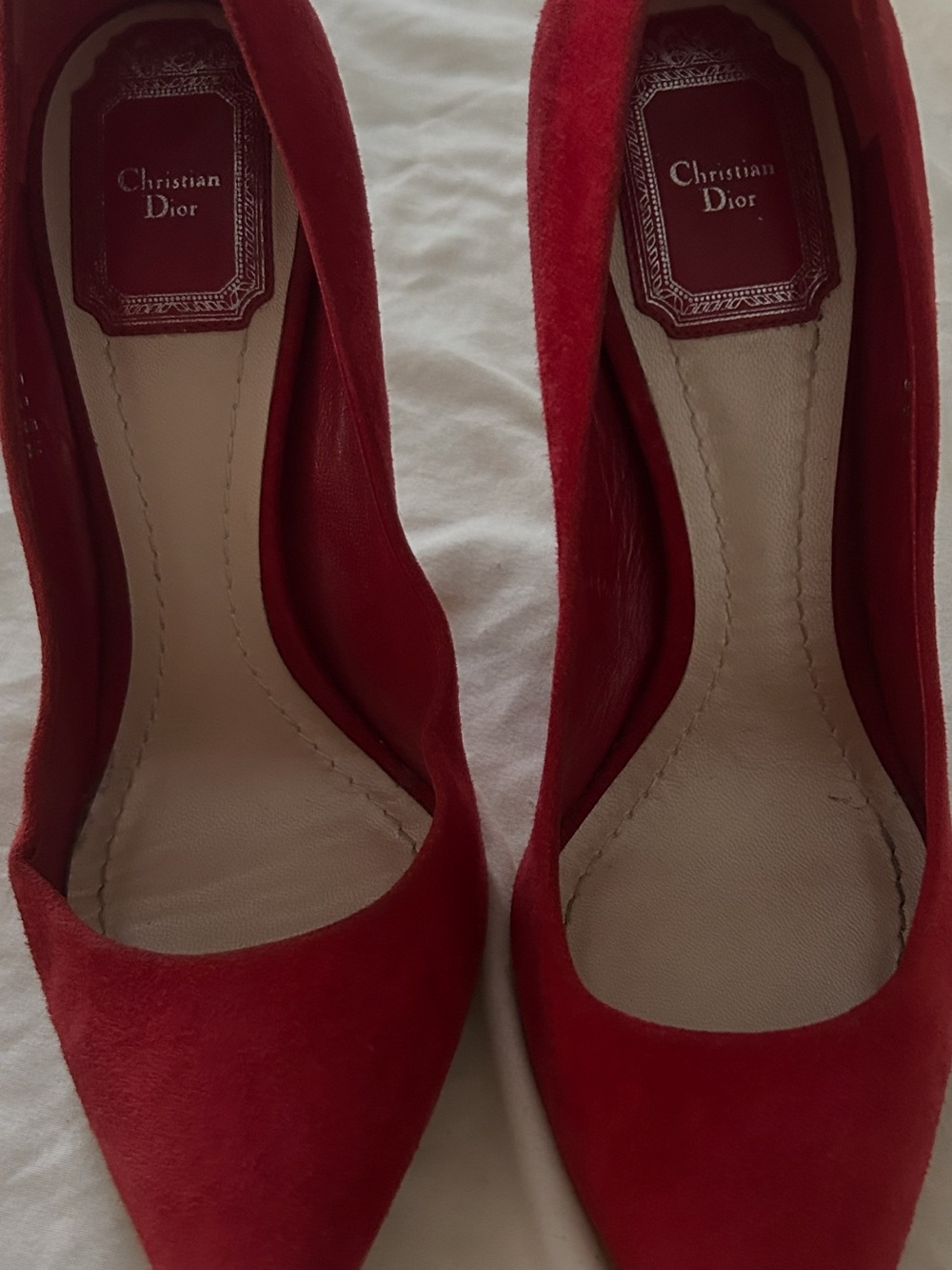 Dior Red Suede Pointed-Toe Heels